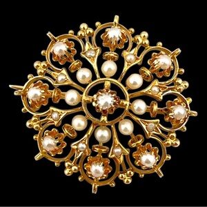 18k Gold Victorian Pearl Pin/ Brooch